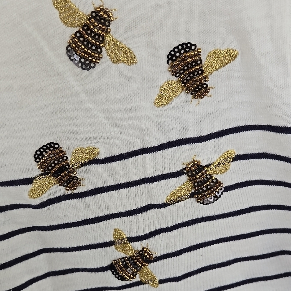 Joules Bee Design Embroidered Button Shoulder Top Size 8 - Picture 6 of 15